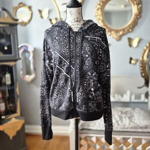 bebe Black Paisley Women's Hoodie Medium